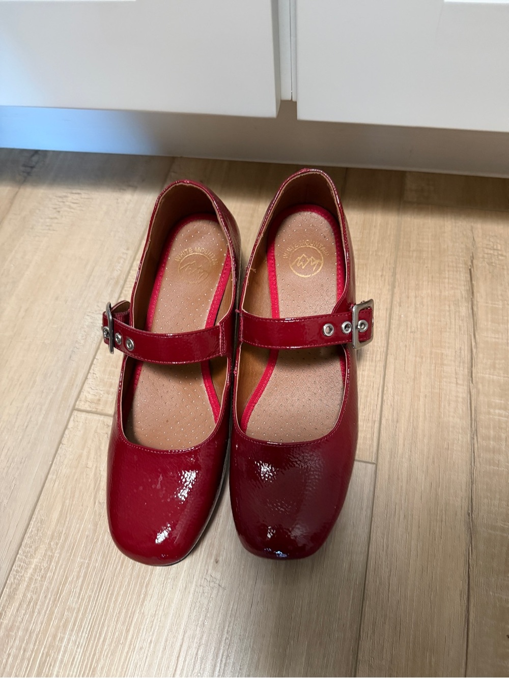Red Mary Jane Shoes with Buckle Strap